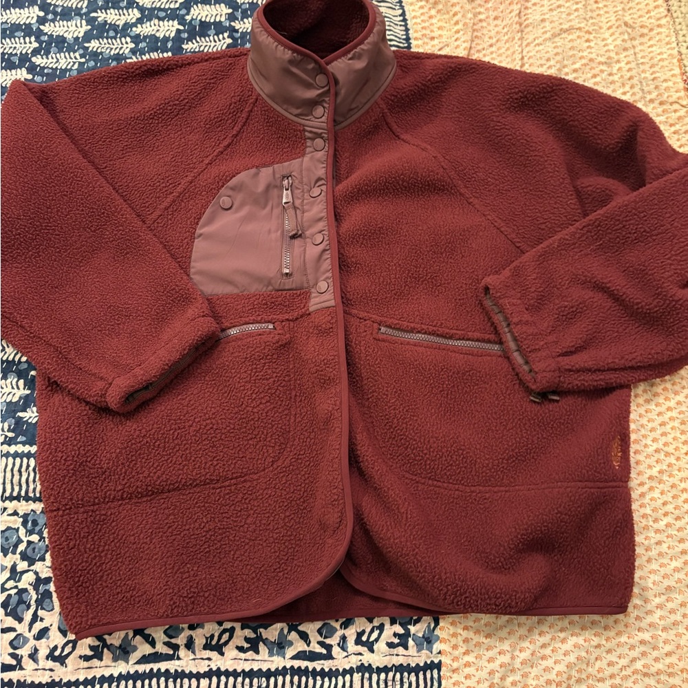 EUC FP Movement by Free People Deep Maroon Fleece Jacket